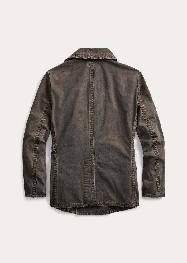 Chaquetas Ralph Lauren Hombre Negros - Washed Canvas - LTJFP6145